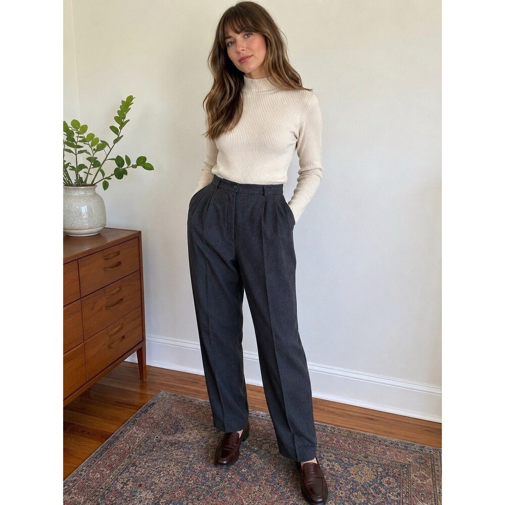 Vintage Pendleton Women’s Wool Pants Gray Pleated High Rise USA Size 16